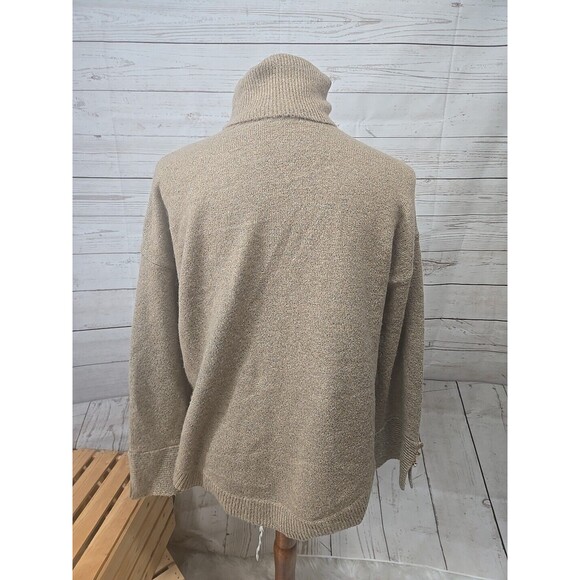 Michael Kors Bell Sleeve Turtleneck Sweater Wool Baby Alpaca Blend Tan Sz M Gold - Picture 3 of 12